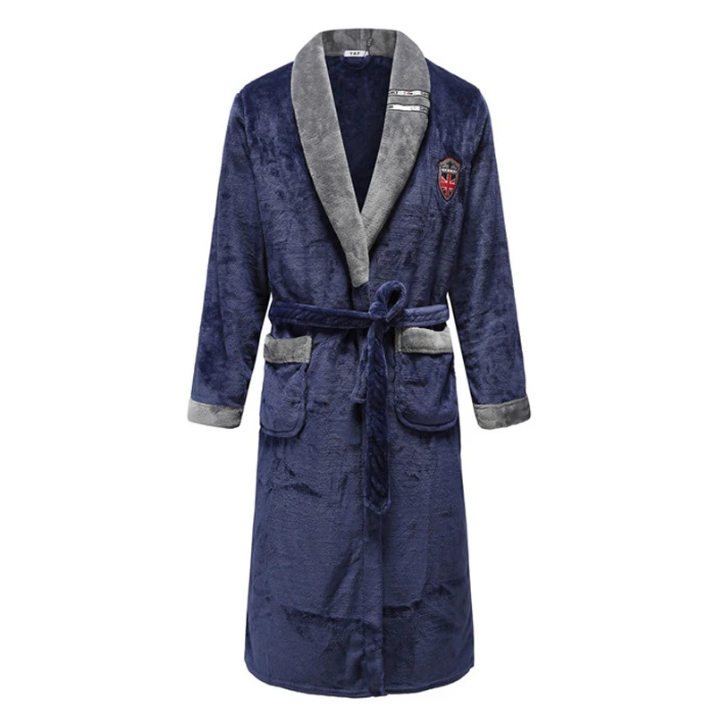 Jesen/Zima Moških Nightgown Kimono kopalni plašč Obleke Coral Runo Negliže Proti-vrat Intimno Perilo Barvo Sleepwear
