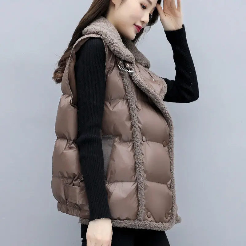 Jeseni in pozimi nov slog jagnje lase telovnik za ženske nositi korejski svoboden kruh suknjič ramenski zahodni slog telovnik bombaž