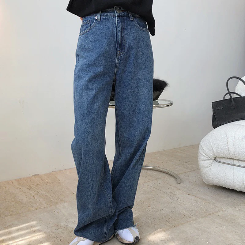 Jeseni in pozimi ženske jeans, priložnostne barva loose kavbojke z visokim pasom in širok noge hlače