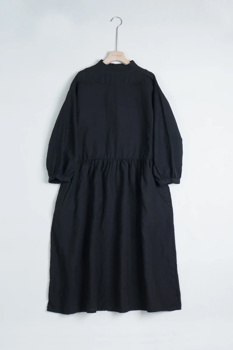 Jeseni Japonskem slogu žensk bombaž perilo, obleko stojala za ovratnik tri četrtine Luč Rokav nazaj gumbe za priložnostne ohlapno obleko