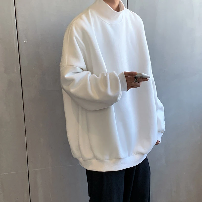 Jeseni korejski Hoodie Moda za Moške Priložnostne Stand-up Ovratnik Majica Moški Ulične Svoboden Hip-hop Puloverju s Kapuco Mens M-5XL