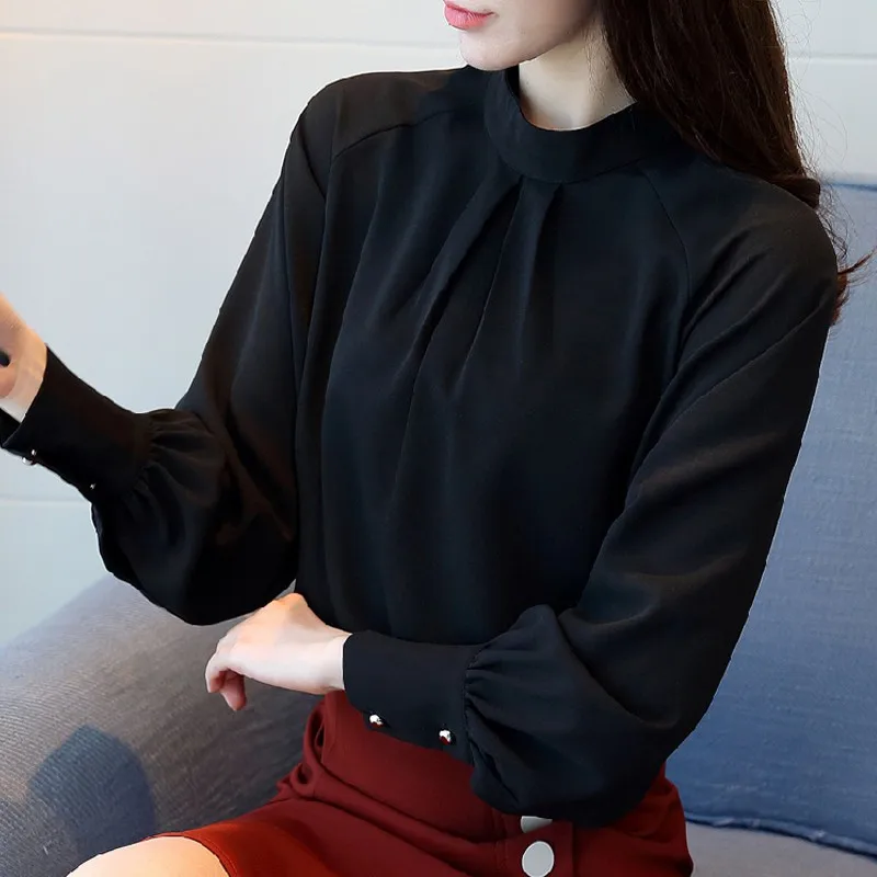 Jeseni leta 2019 šifon ženske majice dolg rokav dame vrhovi trdna urad dama bluzo Moda bluze za ženske blusa feminina 1308 40