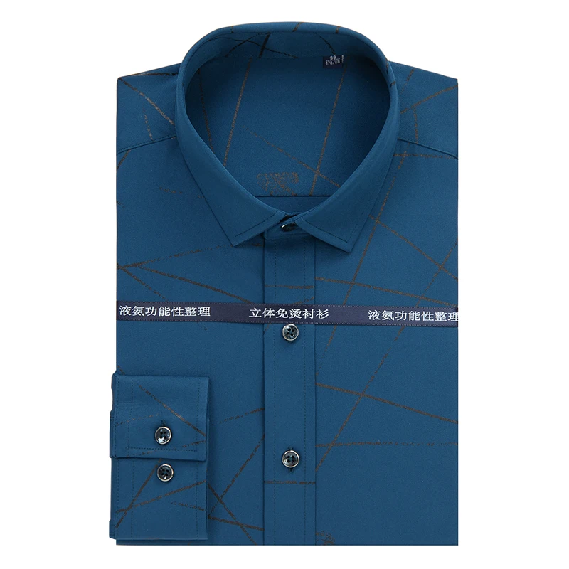 Jeseni novih moških priložnostne dolgo sleeved majico bambusa vlaken velikosti geometrijske shirt tiskanje poslovnih priložnostne znamke 8XL 9XL 10XL