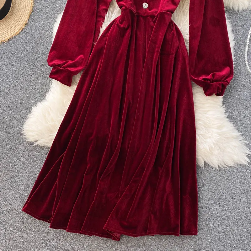 Jeseni, Pozimi Črna/Rdeča Beading Midi Obleko Za Ženske Priložnostne Peter Pan Ovratnik Beloprsi Singl Žamet Obleke Ženska Vestido 2020