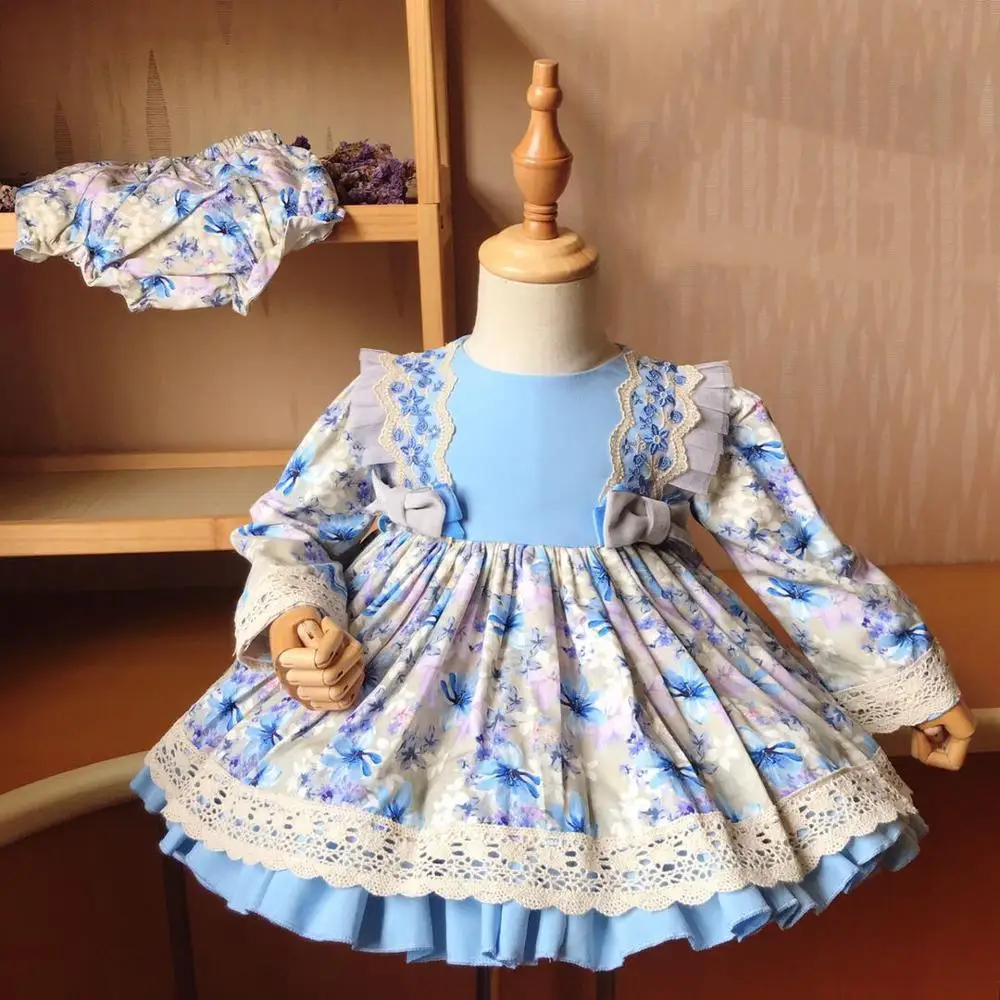 Jeseni, pozimi španski Lolita baby Girl obleke žogo obleko šivanje čipke dolg rokav ljubek otroški rojstni dan princesa obleko