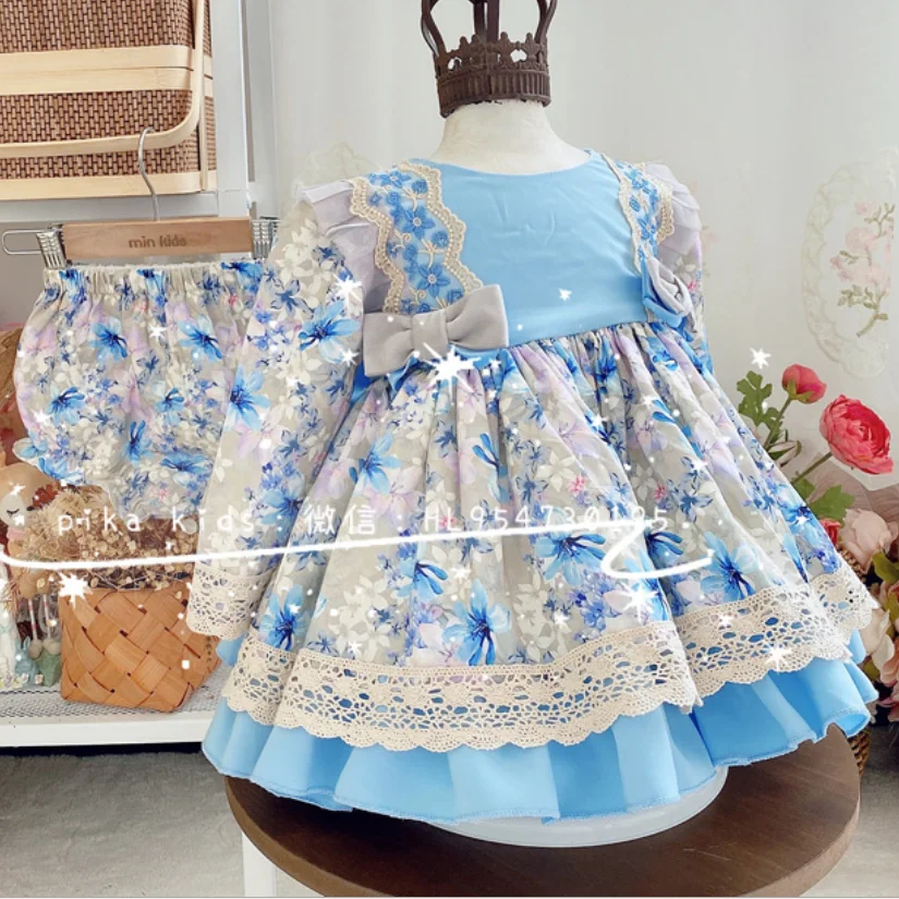 Jeseni, pozimi španski Lolita baby Girl obleke žogo obleko šivanje čipke dolg rokav ljubek otroški rojstni dan princesa obleko