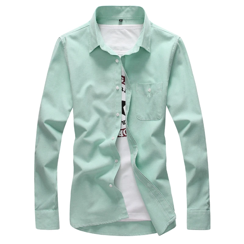 Jesenska moda za moške Oxford Tekstilne barva srajco, trend Slim business casual orodje rokavi velikosti dolg rokav vrh S-5XL