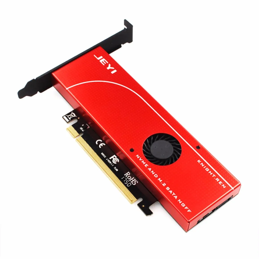 JEYI VITEZ Moč-Ne Varstvu PCIE3.0 za NVME Adapter x16 Polno Hitrostjo M. 2 dd Na Kartico hladilnega telesa Rezin Ventilator za Hlajenje SSD