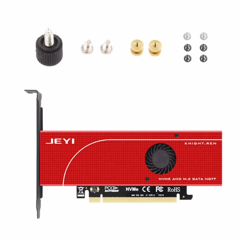 JEYI VITEZ Moč-Ne Varstvu PCIE3.0 za NVME Adapter x16 Polno Hitrostjo M. 2 dd Na Kartico hladilnega telesa Rezin Ventilator za Hlajenje SSD