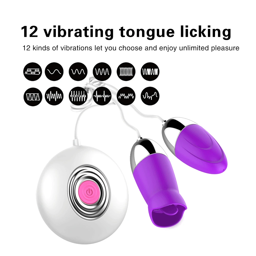 Jezik Vibratorji 12 Načini USB Power Vibracijsko Jajce G-spot Masaža Ustni Lizanje Klitoris Stimulator Spolnih Igrač za Ženske