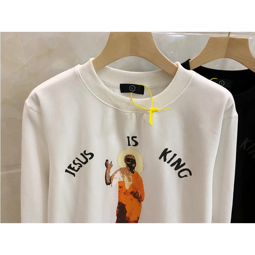 JEZUS JE KRALJ Sweatshirts Oljna slika, portret pene tiskanje Jezus je kralj Hoodie Glasbeni album serije Kanye West Hoodies Jenner