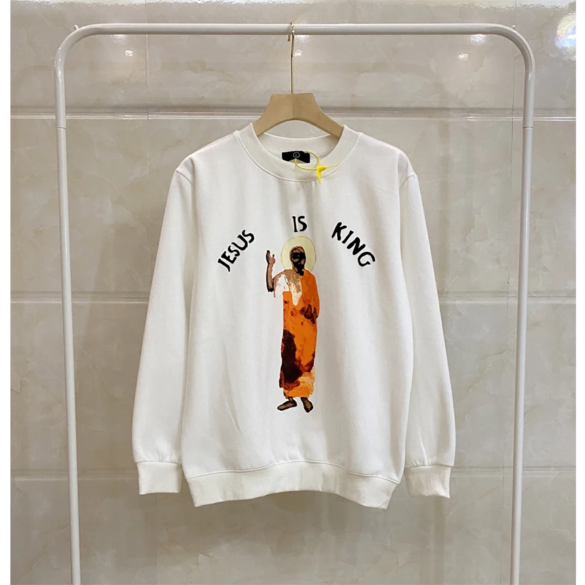 JEZUS JE KRALJ Sweatshirts Oljna slika, portret pene tiskanje Jezus je kralj Hoodie Glasbeni album serije Kanye West Hoodies Jenner