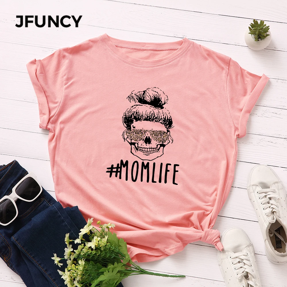 JFUNCY Plus Velikost S-5XL Ženske majice Ženski Kratek Rokav Tee Vrhovi Tiskanja Ženska Priložnostne Tshirt 2020 Poletje Bombaž Majica s kratkimi rokavi