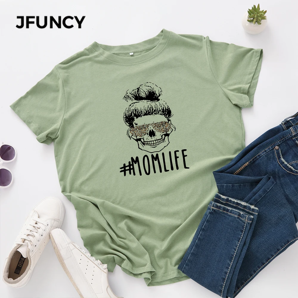 JFUNCY Plus Velikost S-5XL Ženske majice Ženski Kratek Rokav Tee Vrhovi Tiskanja Ženska Priložnostne Tshirt 2020 Poletje Bombaž Majica s kratkimi rokavi