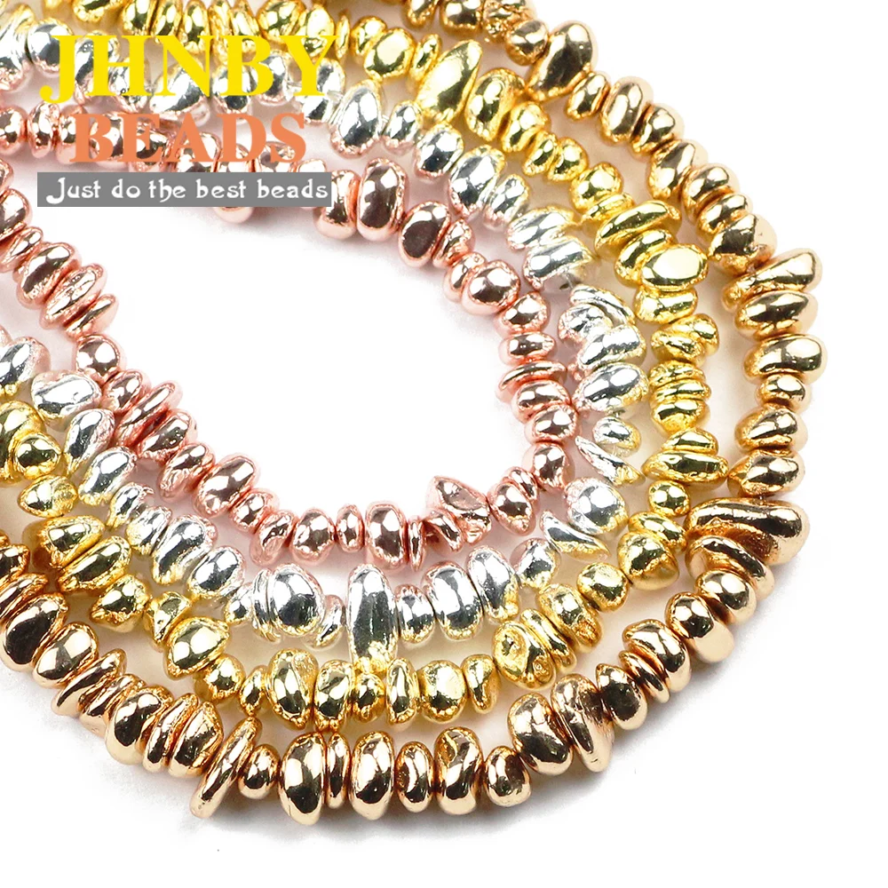 JHNBY Rose Zlata, srebrnih Hematit neurejenih makadamskih Naravnega Kamna 4~10 mm Svoboden kroglice za Nakit, izdelava zapestnica DIY Dodatki