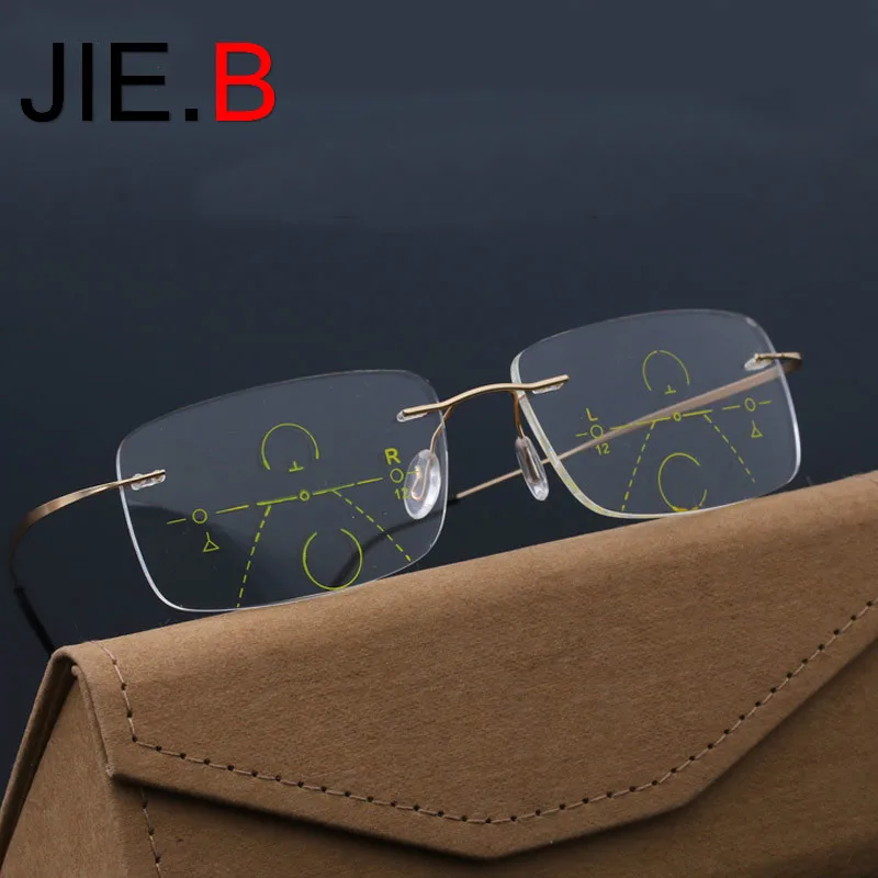 JIE.B Smart Progresivna Multifokalna Photochromic Branje Očala za blizu in daleč Večfunkcijsko rimless očala Bifocal Očala