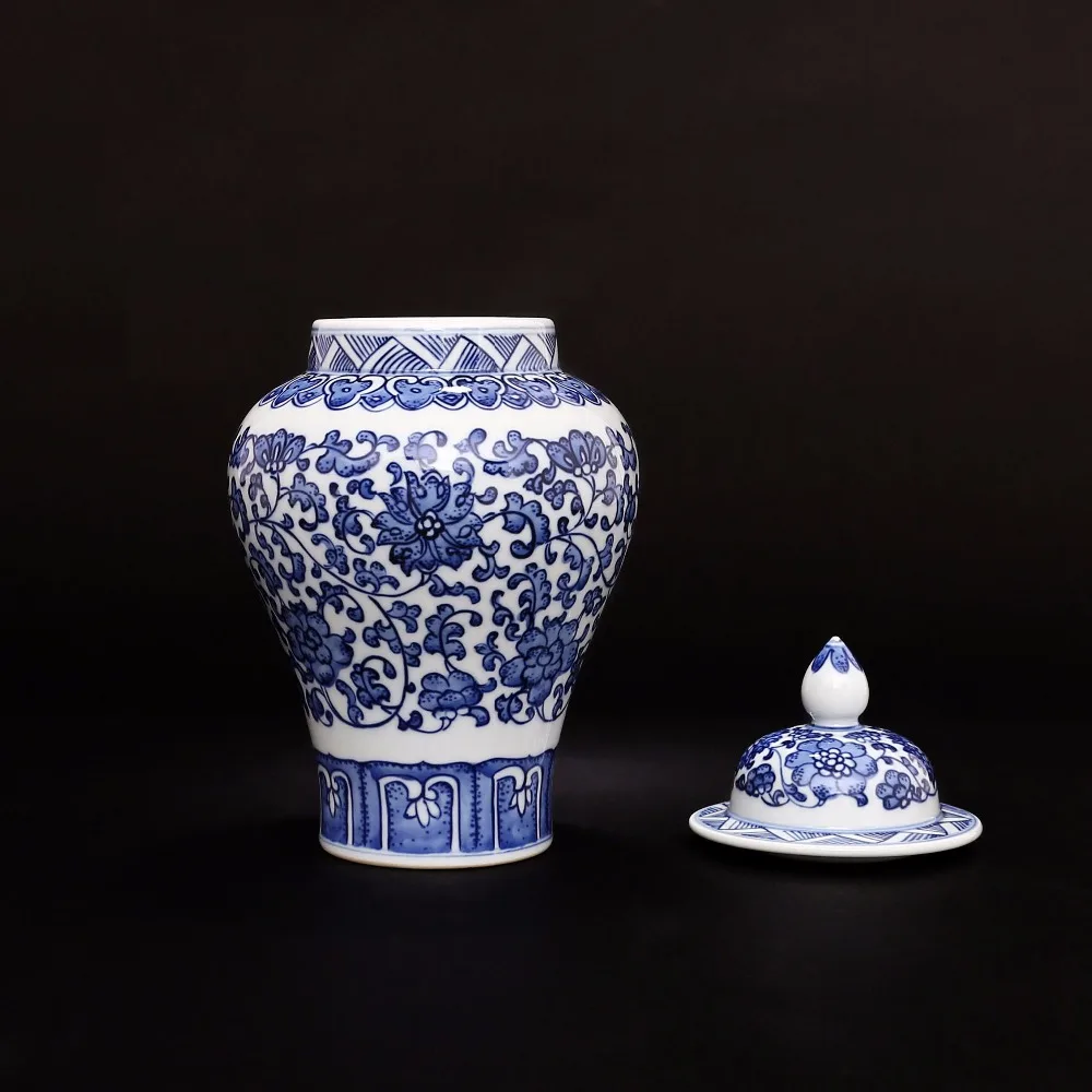Jingdezhen qing qianlong starinsko porcelana ročno pobarvane modro in belo splošno tank pločevinke za čaj kozarec rezervoarjev