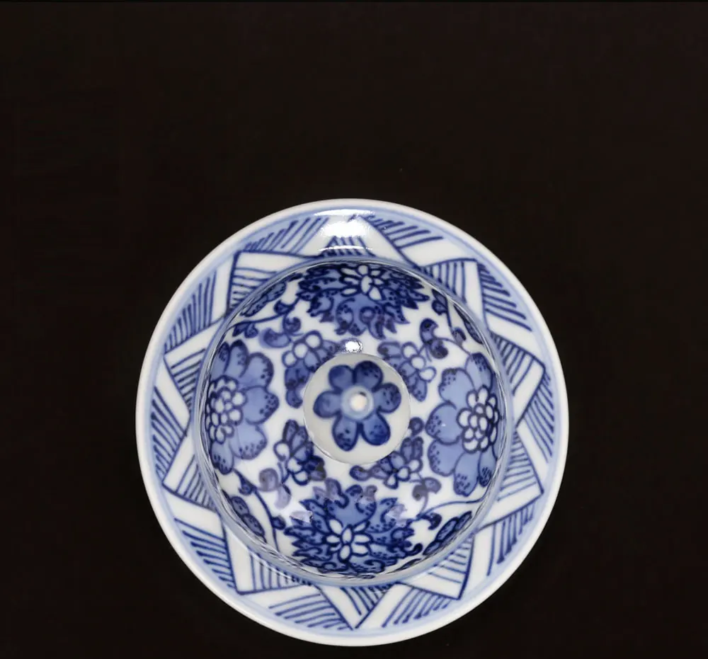 Jingdezhen qing qianlong starinsko porcelana ročno pobarvane modro in belo splošno tank pločevinke za čaj kozarec rezervoarjev