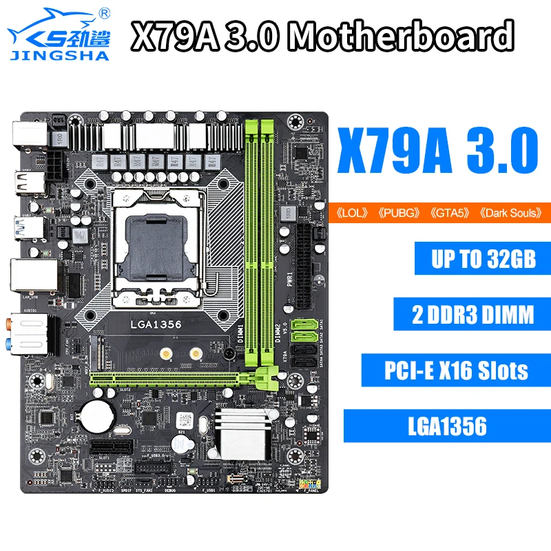 JINGSHA X79A Motherboard LGA 1356 E5-2400 series 2*DDR3 režo X79 Motherboard LGA 1356 4*SATA2.0 NVME M. 2 USB 3.0