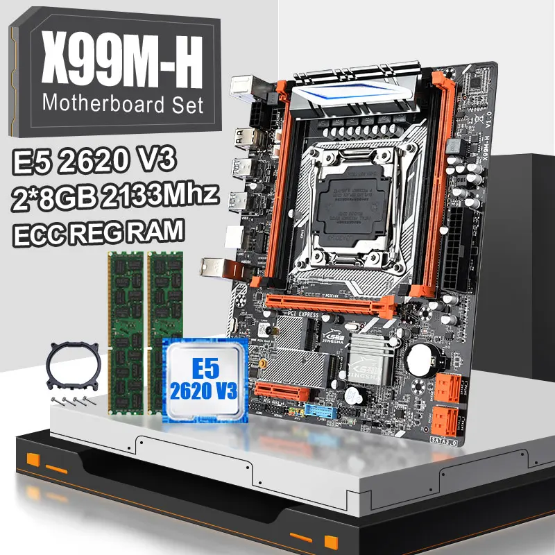 JINGSHA X99 lga 2011-3 matični plošči nastavite z XEON E5 2620V3 in 2*8gb DDR4 2133MHZ ECC REG RAM-a za podporo NVME M. 2 USB3.0 SATA 3.0