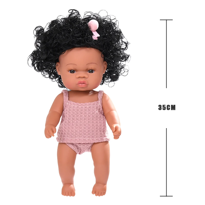 JINGXIN 35 cm Prerojeni Baby Doll Afriško Črno Dekle Veren Lutke Otroške Igrače Za Otroke, Dekleta Fantje Dojenčki Telo Igrajo Vinil Lutke