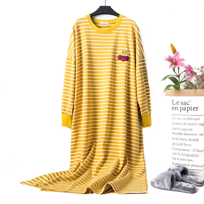 Jinsen Aite 2019 Bombaž Trakove, Dolgi Rokavi Velikosti Doma Obleko Noseča Sleepwear Priložnostne Ženske Nightgowns Sleepshirts JS752