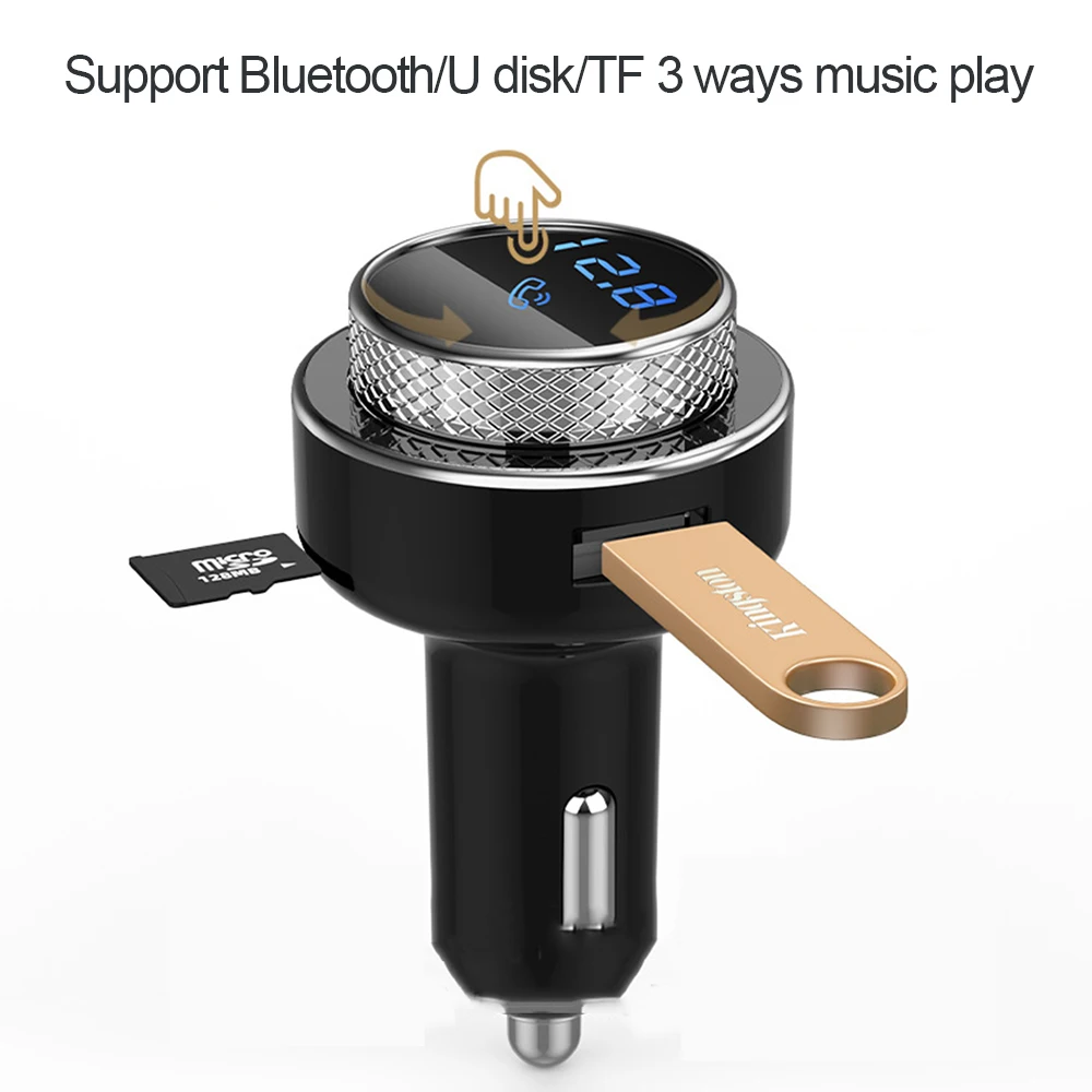 JINSERTA Bluetooth 5.0 Sprejemnik FM Modulator kompletom za Prostoročno 2 Polnilnik USB Glasba Radio TF U Disk, MP3 Predvajalnik