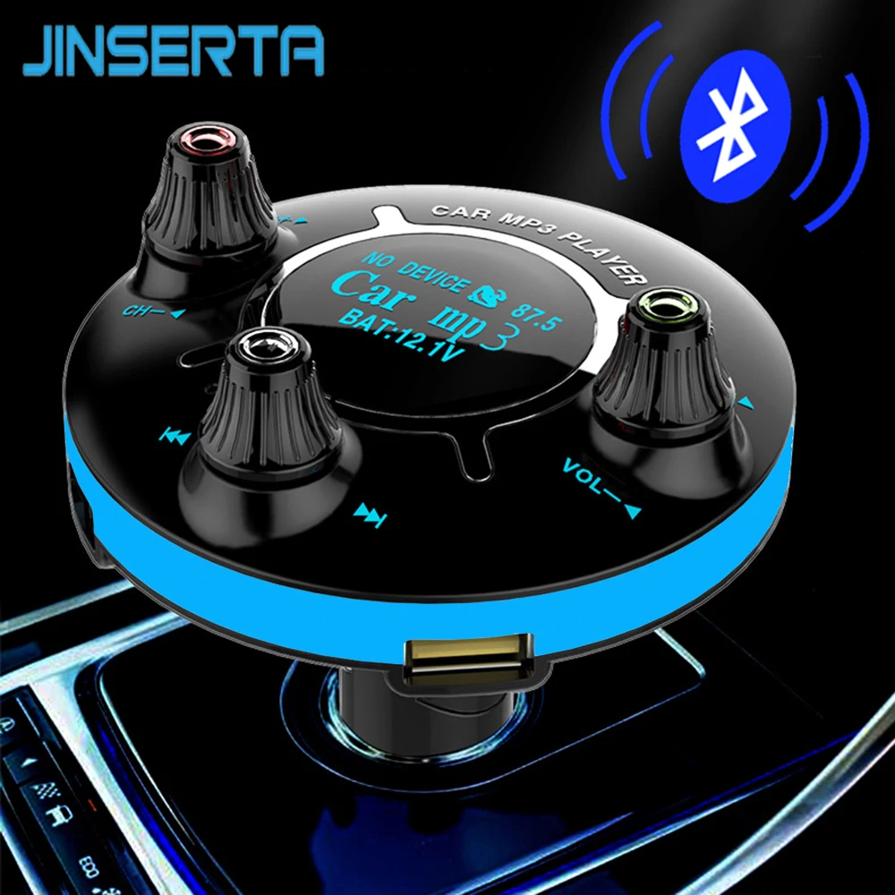 JINSERTA Vklop/IZKLOP Nadzora FM Modulator Bluetooth, FM Oddajnik kompletom za Prostoročno Audio MP3 Predvajalnik, AUX Izhod TF USB Glasbe