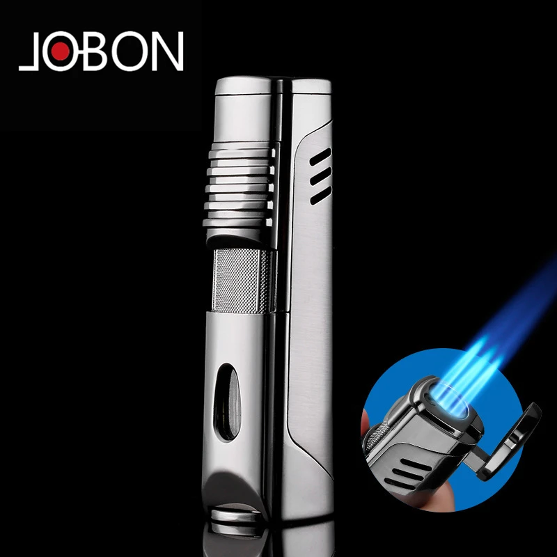 Jobon Kovinski Windproof En&Trojni Gorilnik Plinskega Okno Svetlejše Butan Plin Jet Lažji Turbo BBQ Cigar Spray Pištolo Pripomočke Za Moške