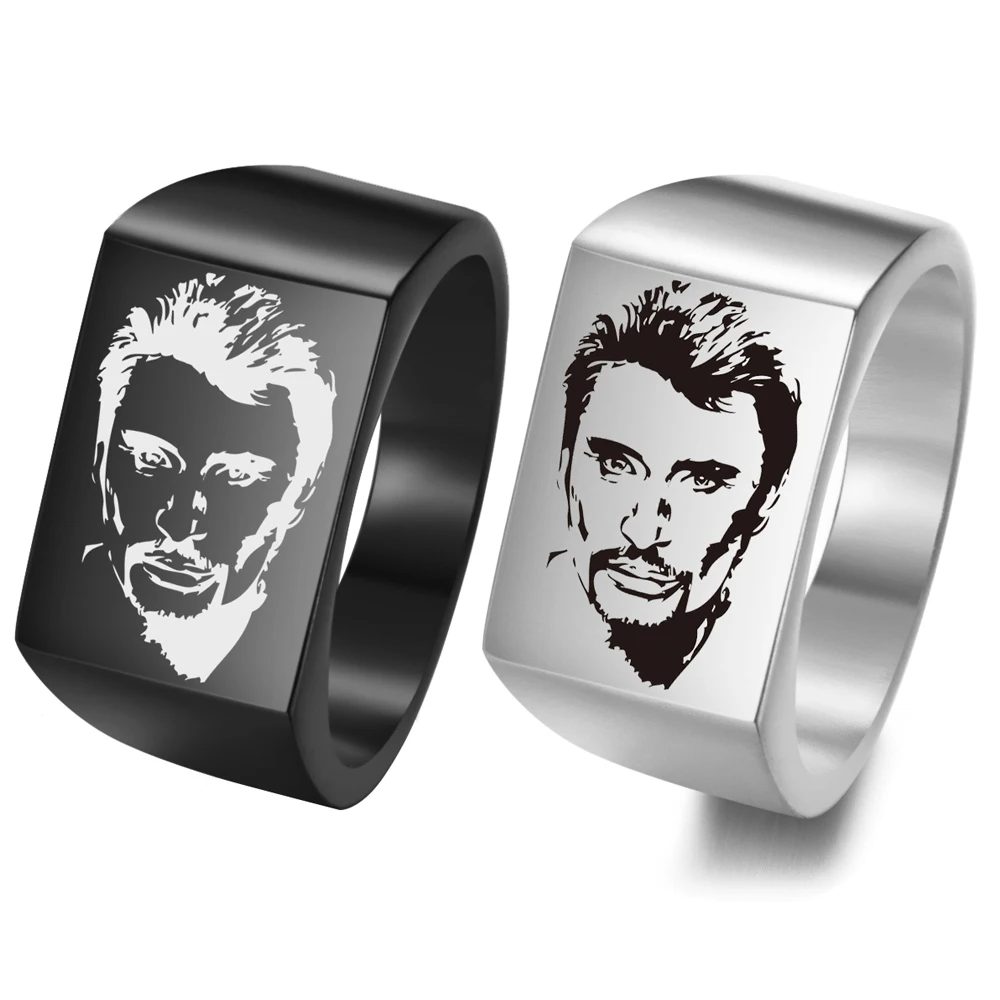 Johnny Hallyday Foto Punk Rock Široki Obroči za moške, ženske, nakit iz nerjavečega jekla Hip Hop moških Prst prstan SL-101