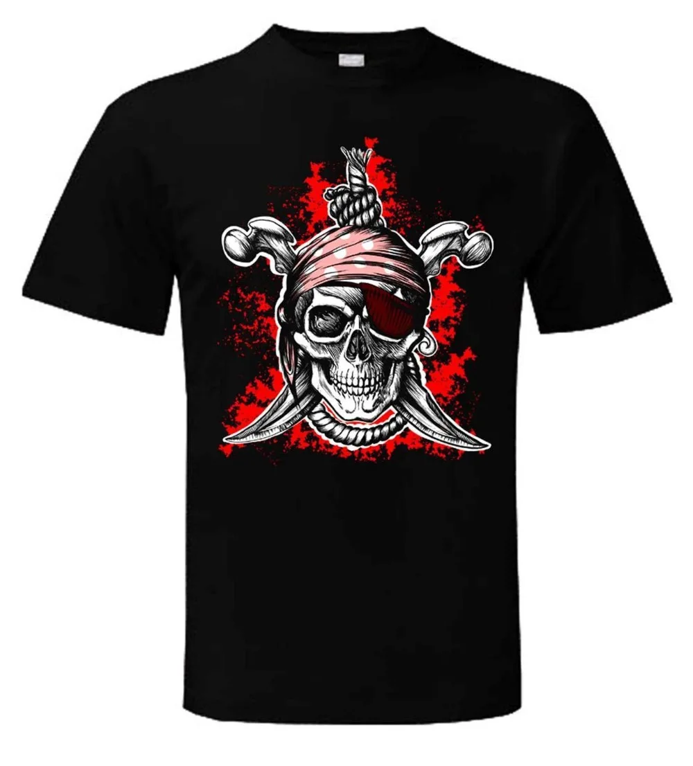 JOLLY ROGER T-SHIRT - Skull & Crossbones Pirat pustna Pirati 2019 Vroče Prodaje Poletje Vrhovi Tees Majica s kratkimi rokavi
