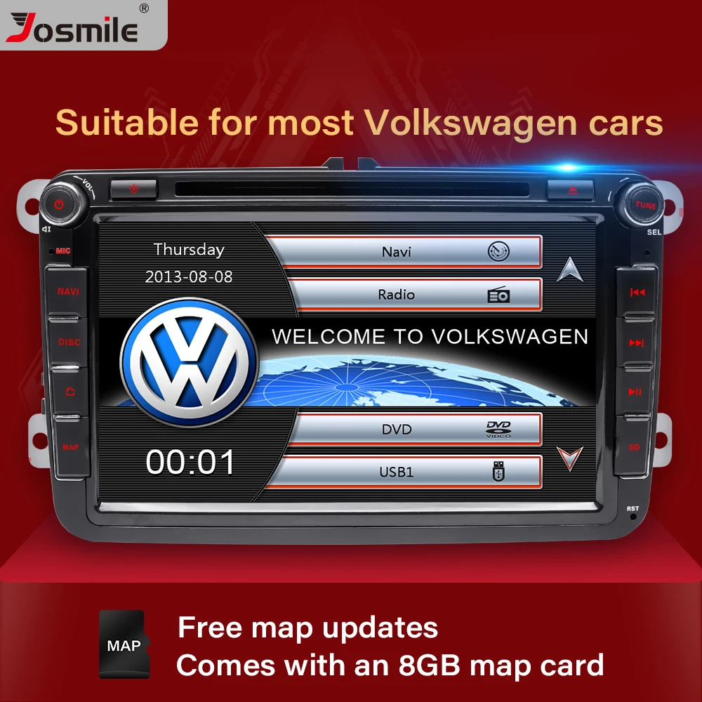 Josmile 2 Din Avto DVD Predvajalnik Za VW Volkswagen Passat b6 b7 Skoda Octavia Odlično 2 T5 Golf 5 Polo Seat leon Radio, GPS Navigacija