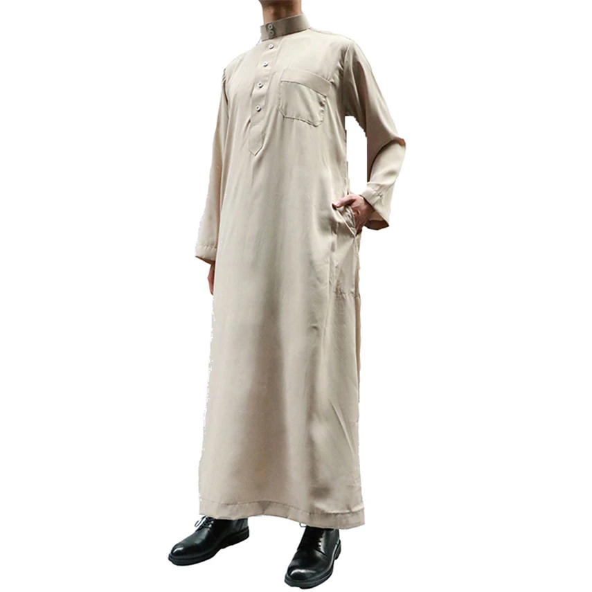 Jubba Thobe Karftan za Moške Islamska Oblačila Muslimanskih Moda Dubaj Eid Mubarak Arabski Saudova Arabija, Turčija Dolgo Haljo Abaya Obleko