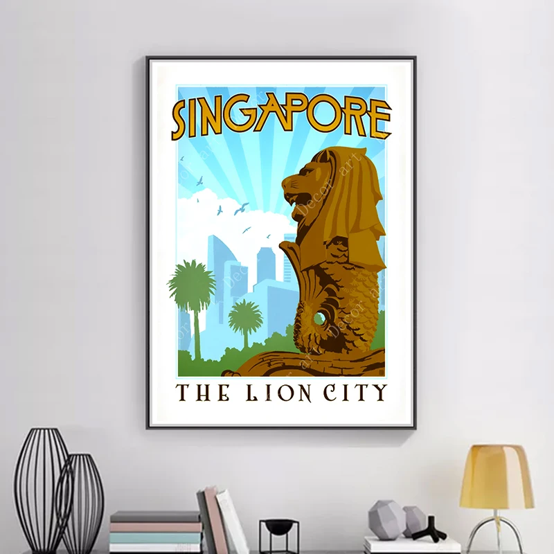 Jugovzhodna Azija Singapur Zemljevid Vintage Retro Potovanja Classic Platno Slike Kraft Plakati Stenske Nalepke Doma Dekor Družino Darilo