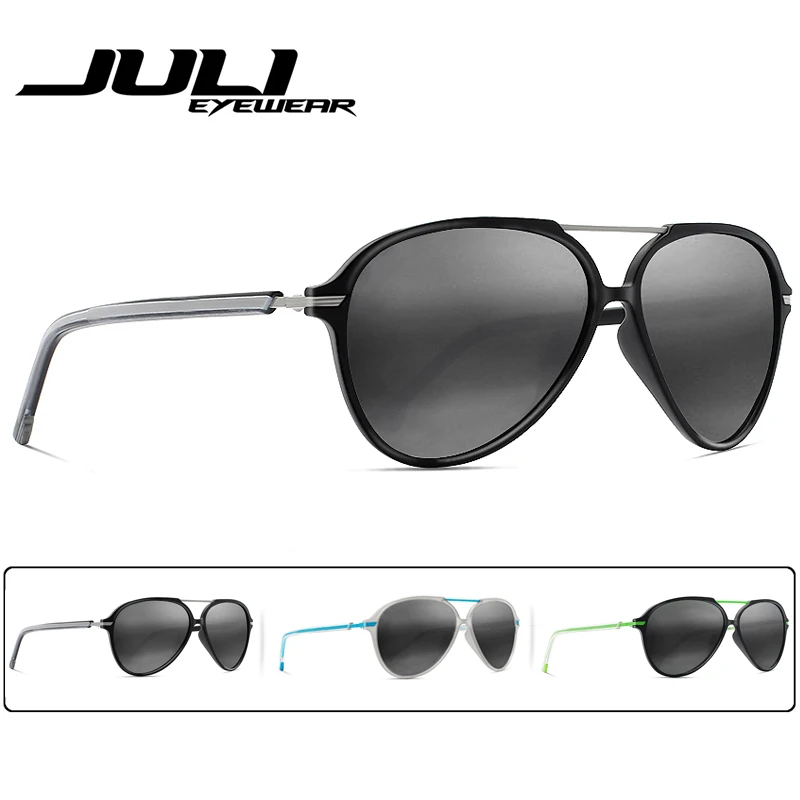 JULI sončna Očala Moških Polarizirana Moda Tr90 Kovinski Pilotni Kvadratni Okvir Ribolov Ultralahkih Vožnje Ženske UV400 Očala