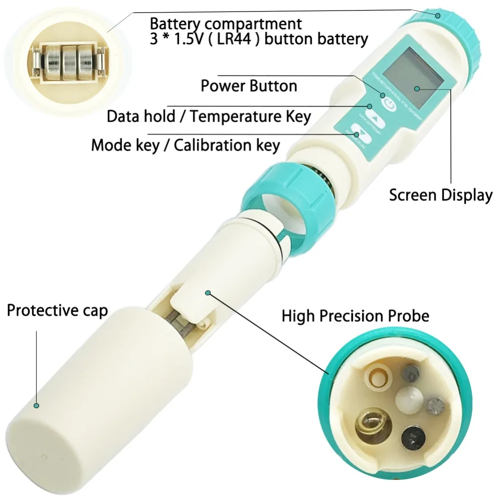 Kakovost vode Monitor Tester 7 v 1 Vode Tester pH, Slanost ES S. G Tds Temp ORP Meter za oblikovanje morska voda za Kuhanje