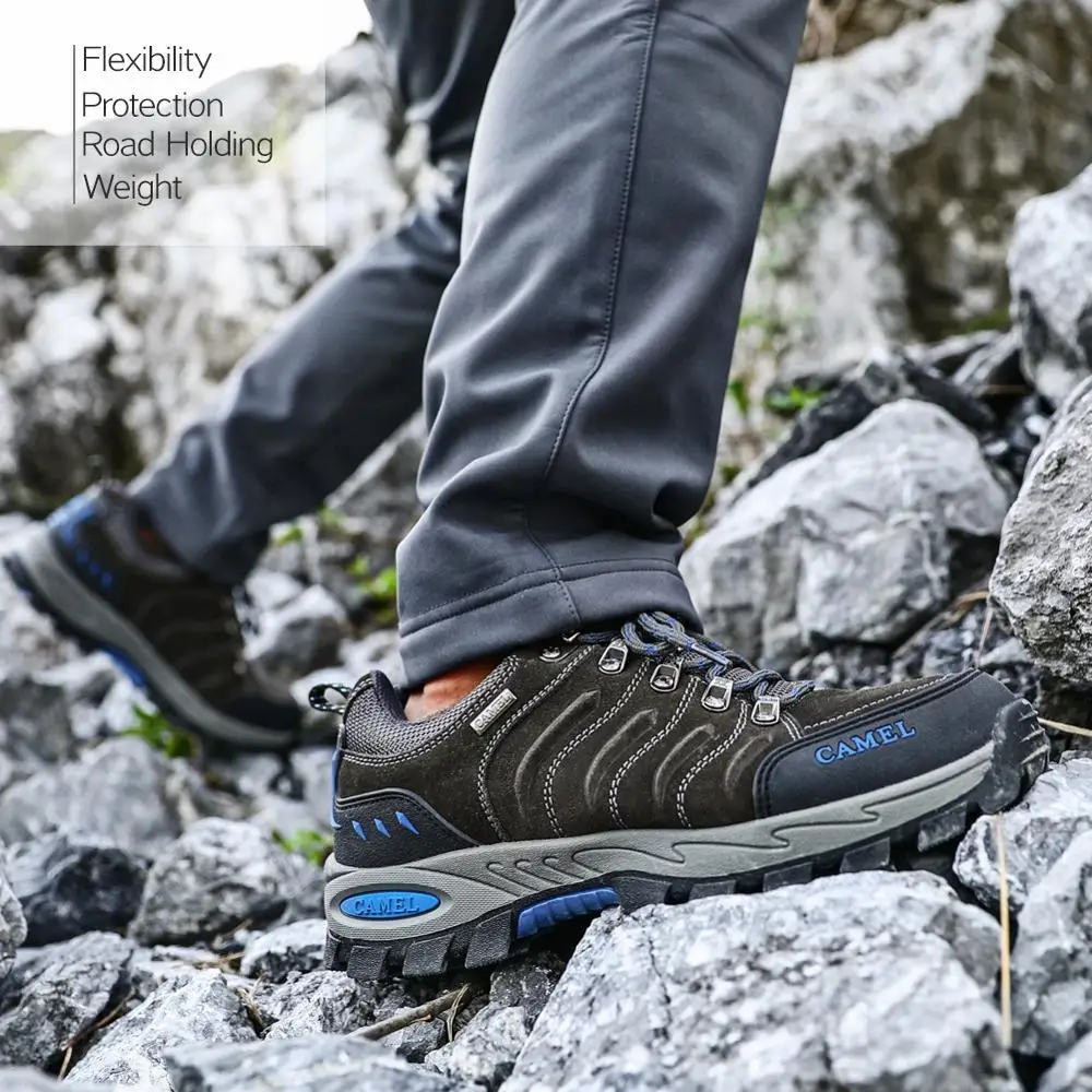 KAMELE Moški Ženske Pohodniške Čevlje Pravega Usnja Trajne Anti-Slip Toplo Dihanje na Prostem Gorsko Plezanje, Treking Čevlji