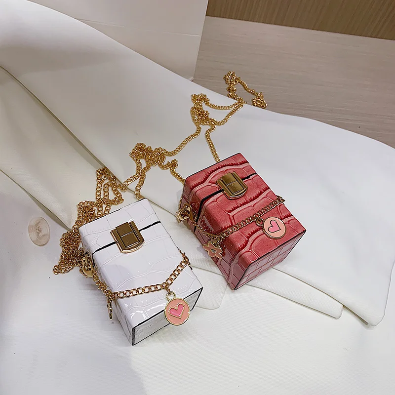 Kamen vzorec Mini Box vrečko 2020 Novih kakovostnih PU Usnja Ženske Oblikovalec Torbici Verige Ramenski Messenger Bag Šminka vrečko