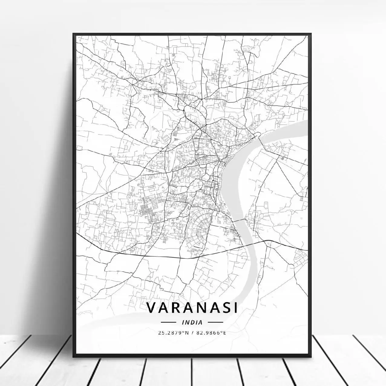Kanpur Varanasi Jaipur Thane Belgaum Hyderabad Indija Platno Art Map Plakat