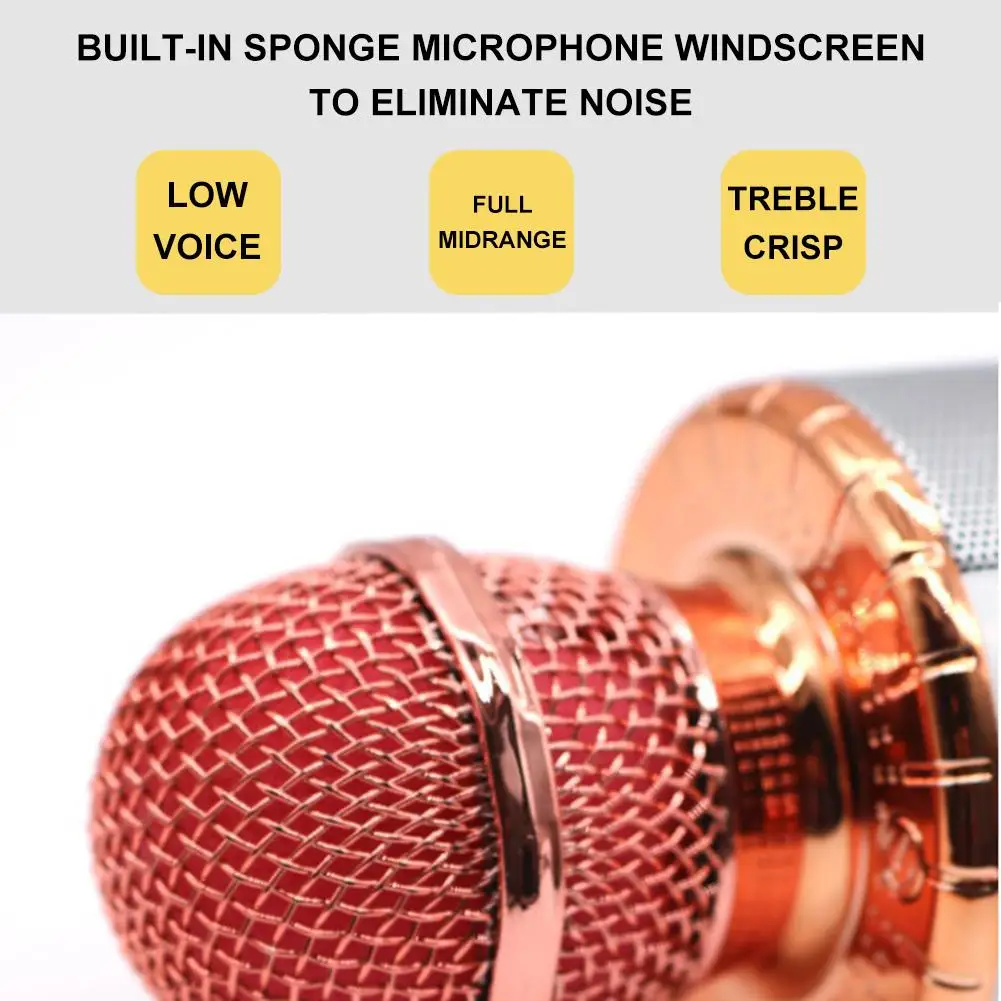 Karaoke Mikrofon Igrača Brezžična tehnologija Bluetooth Mikrofon Glasbila Igrače z Utripajoče Luči, Karaoke Naprave
