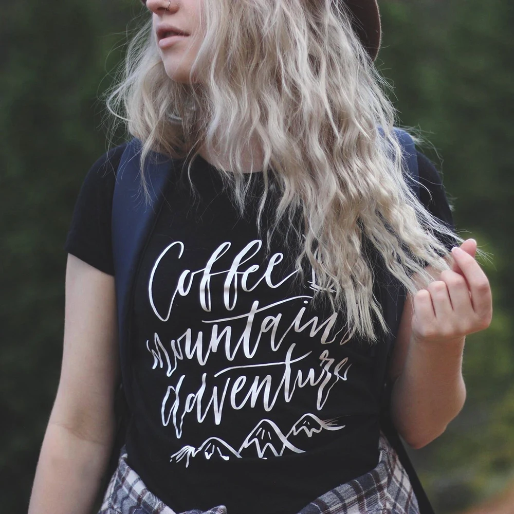 Kava Gorah Avanturo T Shirt Tumblr Ženske Hipster Slogan T-shirt Poletje Moda Vrh Tees Feministične Graphic Majica Obleke