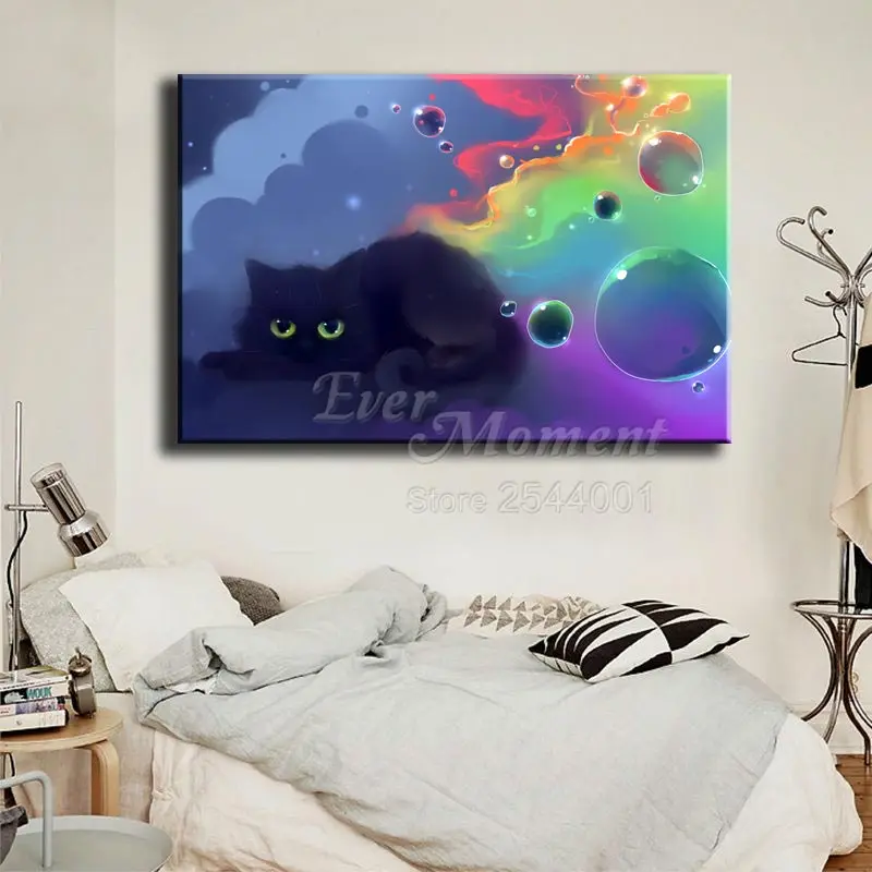 Kdaj Trenutek Diamond Slikarstvo 5D DIY Black Cat Dekor Ročno Sliko Nosorogovo Celoten Kvadratni Sveder Diamantni Vezenje ASF1570