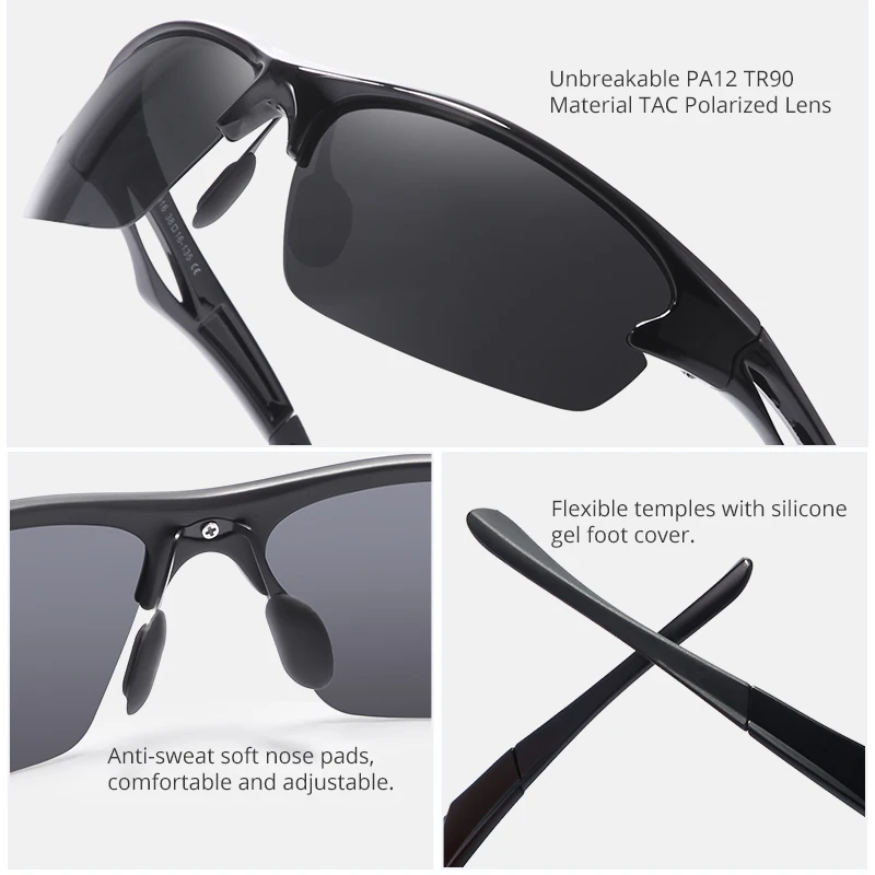 KDEAM Športih na Prostem Moške Polarizirana sončna Očala Turisti Vožnjo sončna Očala Prilagodljiv TR90 Material Okvirja Z Luknjami Zraka KD691