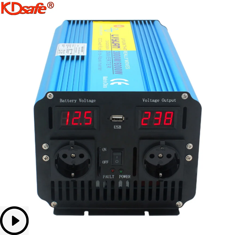 KDsafe Pure Sine Wave Inverter 3000W/6000W Visoko Učinkovitost Dvojno LED Zaslon 12V/24V, Da 110V/220V Z Daljinskim upravljalnikom Inverter