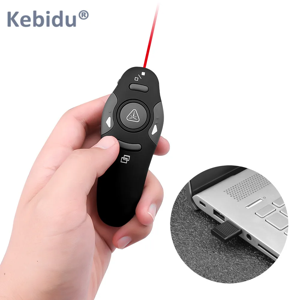 KEBIDU 2,4 Ghz USB RF Wireless Presenter Laserski kazalnik Zraka Miško PPT Daljinski upravljalnik Stran Powerpoint Predstavitev Rdeča