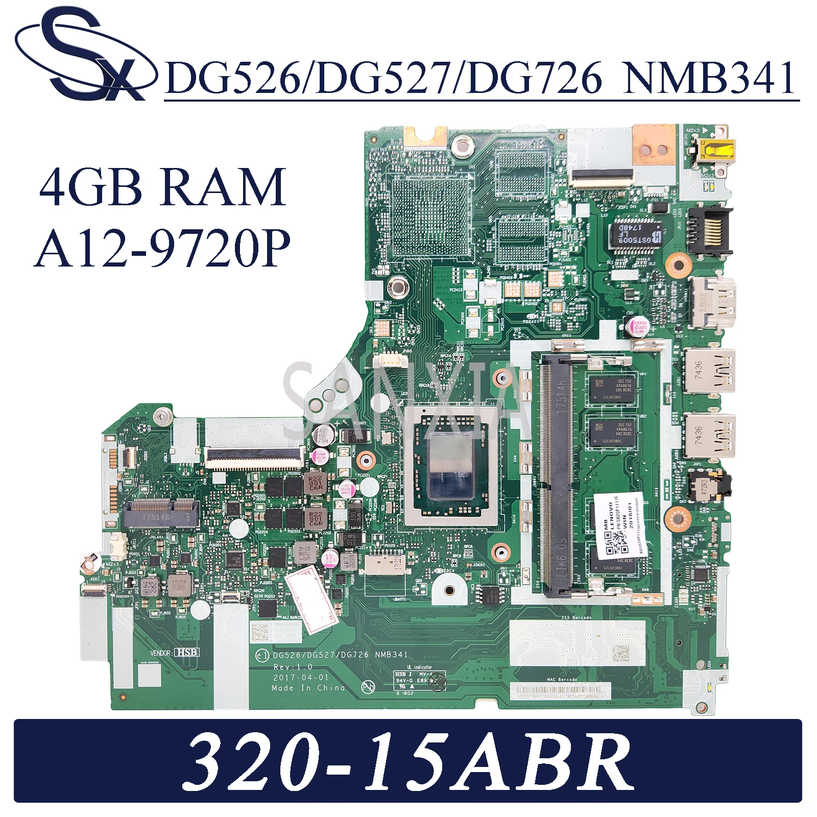 KEFU NMB341 NM-B341 Prenosni računalnik z matično ploščo za Lenovo 320-15ABR original mainboard 4 GB-RAM A12-9720P GM