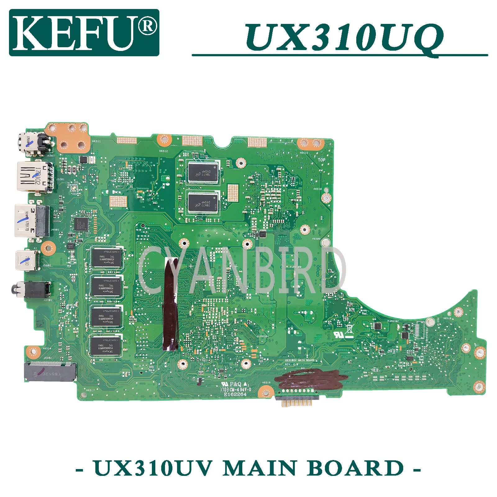 KEFU UX310UV original mainboard za ASUS ZenBook UX310UQ UX310U z 8 GB-RAM I7-6500U GT940MX-2 GB Prenosni računalnik z matično ploščo