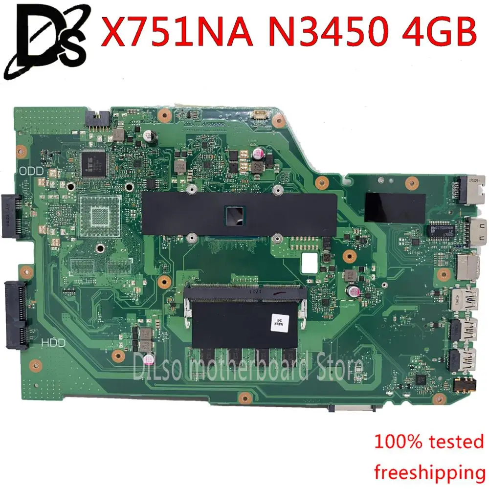 KEFU X751NA Matično ploščo Za ASUS X751NV X751NC X751N Prenosni računalnik z Matično ploščo Celeron N3450 PROCESOR, 4 GB-RAM prvotne Mainboard