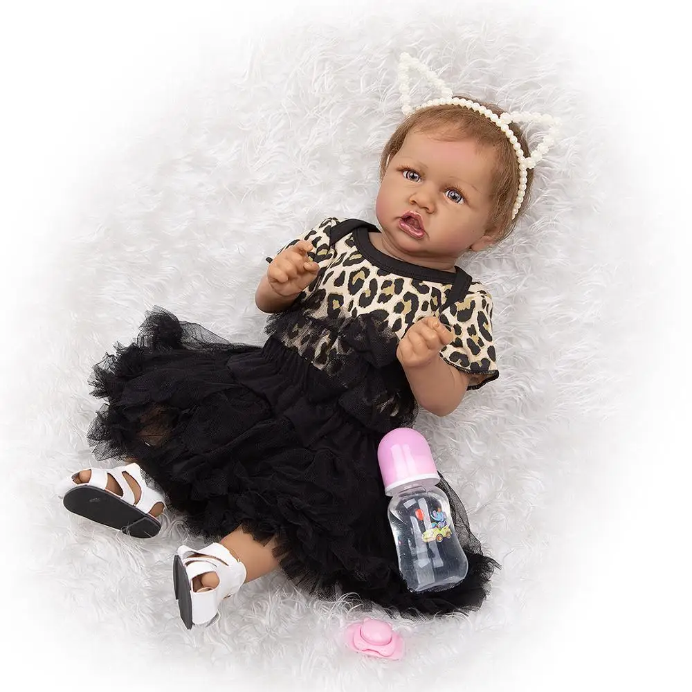 KEIUMI 2020 Novo 57 CM Mehke Silikonske Celotno Telo, Prerojena Lutke Otroka Veren Črno Kožo Dekle Igrača Baby Doll Dan Otrok Darilo