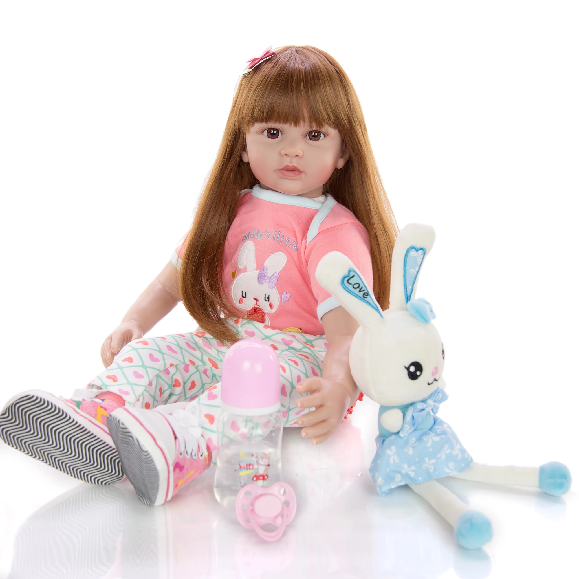 KEIUMI Lep 24 Palčni Prerojeni Baby Doll 60 cm Silikonski Mehko Realne Princesa Dekle Malčki Punčko Igrača Za Otroke, ki je Dan Darilo